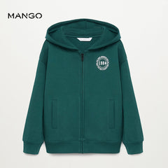 MANGO DARK GREEN ZIPPED HOODIE 1984