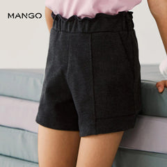 MANGO DARK GREY PAPER BAG KNITTED SHORTS