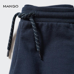 MANGO DARK NAVY COTTON BERMUDS SHORTS 37017877