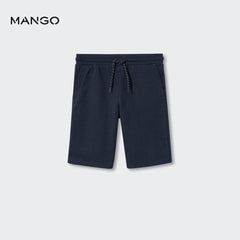 MANGO DARK NAVY COTTON BERMUDS SHORTS 37017877