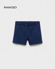 MANGO DARK NAVY COTTON SHORTS WITH DRAWSTRINGS 87035964