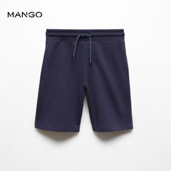 MANGO NAVY COTTON SHORTS WITH ELASTIC WAIST 67044783