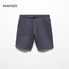 MANGO DARK NAVY ELASTIC WAIST BERMUDA SHORTS