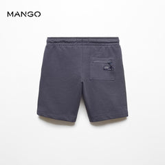 MANGO DARK NAVY ELASTIC WAIST BERMUDA SHORTS