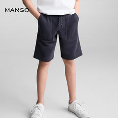 MANGO DARK NAVY ELASTIC WAIST BERMUDA SHORTS