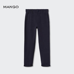 MANGO DARK NAVY ELASTIC WAIST STRAIGHT TROUSER 37075820
