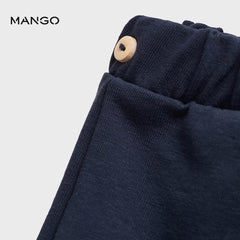 MANGO DARK NAVY ELASTIC WAIST TROUSER 77093667