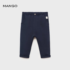 MANGO DARK NAVY ELASTIC WAIST TROUSER 77093667