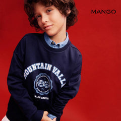MANGO DARK NAVY EMBROIDERED MESSAGE SWEATSHIRT 37058257