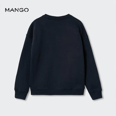 MANGO DARK NAVY EMBROIDERED MESSAGE SWEATSHIRT 37058257
