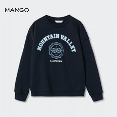 MANGO DARK NAVY EMBROIDERED MESSAGE SWEATSHIRT 37058257