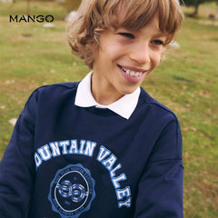 MANGO DARK NAVY EMBROIDERED MESSAGE SWEATSHIRT 37058257