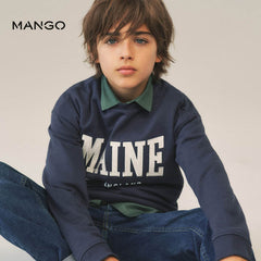 MANGO DARK NAVY MAINE EMBROIDERED SWEATSHIRT 3793