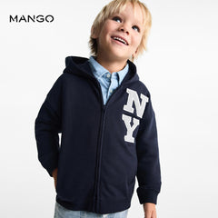 MANGO DARK NAVY NYC PRINTED HOODIE