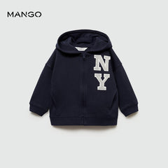 MANGO DARK NAVY NYC PRINTED HOODIE