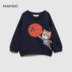 MANGO DARK NAVY PARIS PRINTED SWEATSHIRT