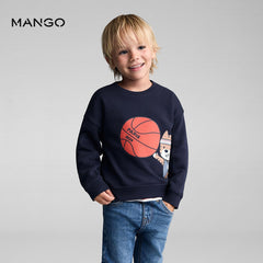 MANGO DARK NAVY PARIS PRINTED SWEATSHIRT