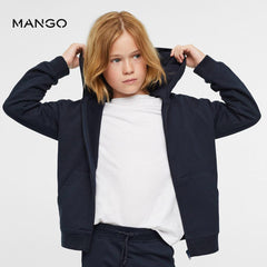 MANGO DARK NAVY ZIIPED HOODIE 1030