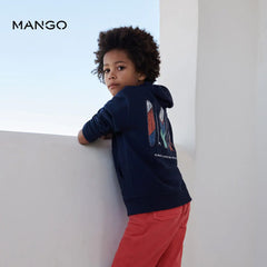 MANGO DARK NAVY ZIP SWEATSHIRT HOODIE 77836