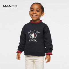 MANGO DEEP NAVY BLUE MAGIC EMBROIDERED SWEATSHIRT