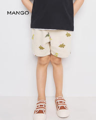 MANGO DINO PRINT COTTON BERMUDA SHORTS
