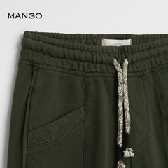 MANGO GREEN DRAWSTRING BERMUDA SHORTS
