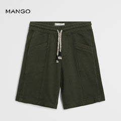 MANGO GREEN DRAWSTRING BERMUDA SHORTS