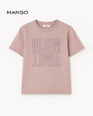 MANGO DUSTY PINK GLOW TIME T-SHIRT