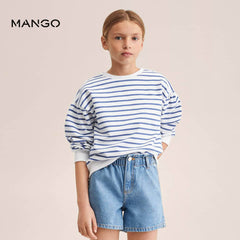 MANGO EGG SHELL BLUE STRIPED SWEATSHIRT 6314