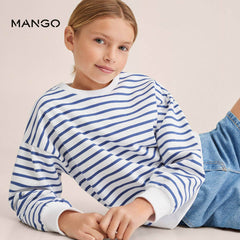MANGO EGG SHELL BLUE STRIPED SWEATSHIRT 6314