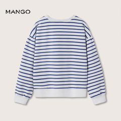 MANGO EGG SHELL BLUE STRIPED SWEATSHIRT 6314