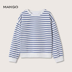 MANGO EGG SHELL BLUE STRIPED SWEATSHIRT 6314