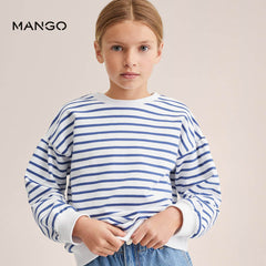 MANGO EGG SHELL BLUE STRIPED SWEATSHIRT 6314