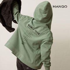 MANGO FOREST GREEN ZIPPER HOODIE