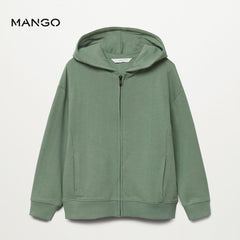 MANGO FOREST GREEN ZIPPER HOODIE