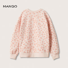 MANGO GIRLS PINK PRINTED COTTON SWEATSHIRT