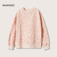 MANGO GIRLS PINK PRINTED COTTON SWEATSHIRT