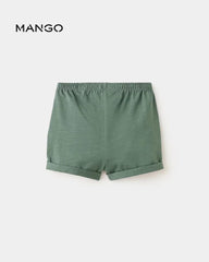 MANGO GREEN COTTON ROLLED HEM SHORTS