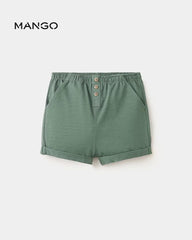 MANGO GREEN COTTON ROLLED HEM SHORTS