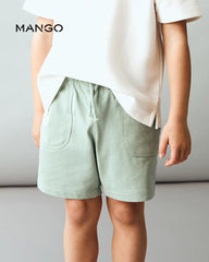MANGO GREEN COTTON SHORTS WITH DRAWSTRING