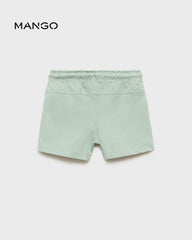 MANGO GREEN COTTON SHORTS WITH DRAWSTRING