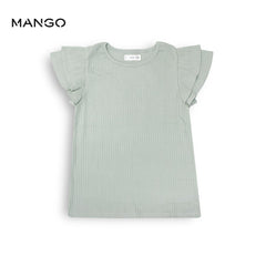 MANGO GREEN FRILL SLEEVE KNITTED TOP