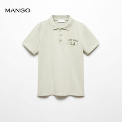 MANGO GREEN PRINTED COTTON POLO T-SHIRT 67074455