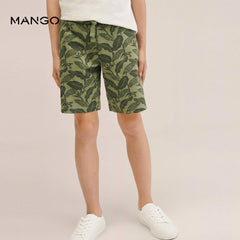 MANGO GREEN TROPICAL PRINT BERMUDA SHORTS
