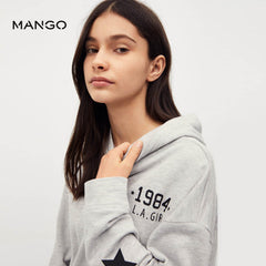 MANGO GREY 1984 L.A GIRL PRNTED HOODIE