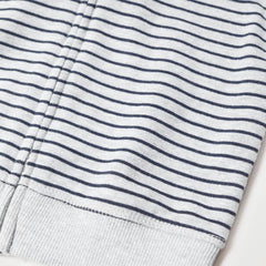 MANGO GREY AND BLACK STRIPED HOODED JACKET