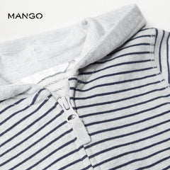 MANGO GREY AND BLACK STRIPED HOODED JACKET