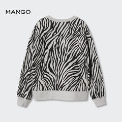 MANGO GREY ANIMAL PRINT COTTON SWEATSHIRT 52501