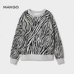 MANGO GREY ANIMAL PRINT COTTON SWEATSHIRT 52501