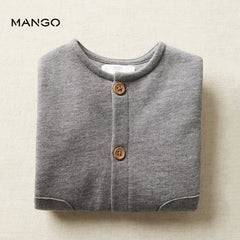 MANGO GREY BUTTONED COTTON SWEATSHIRT